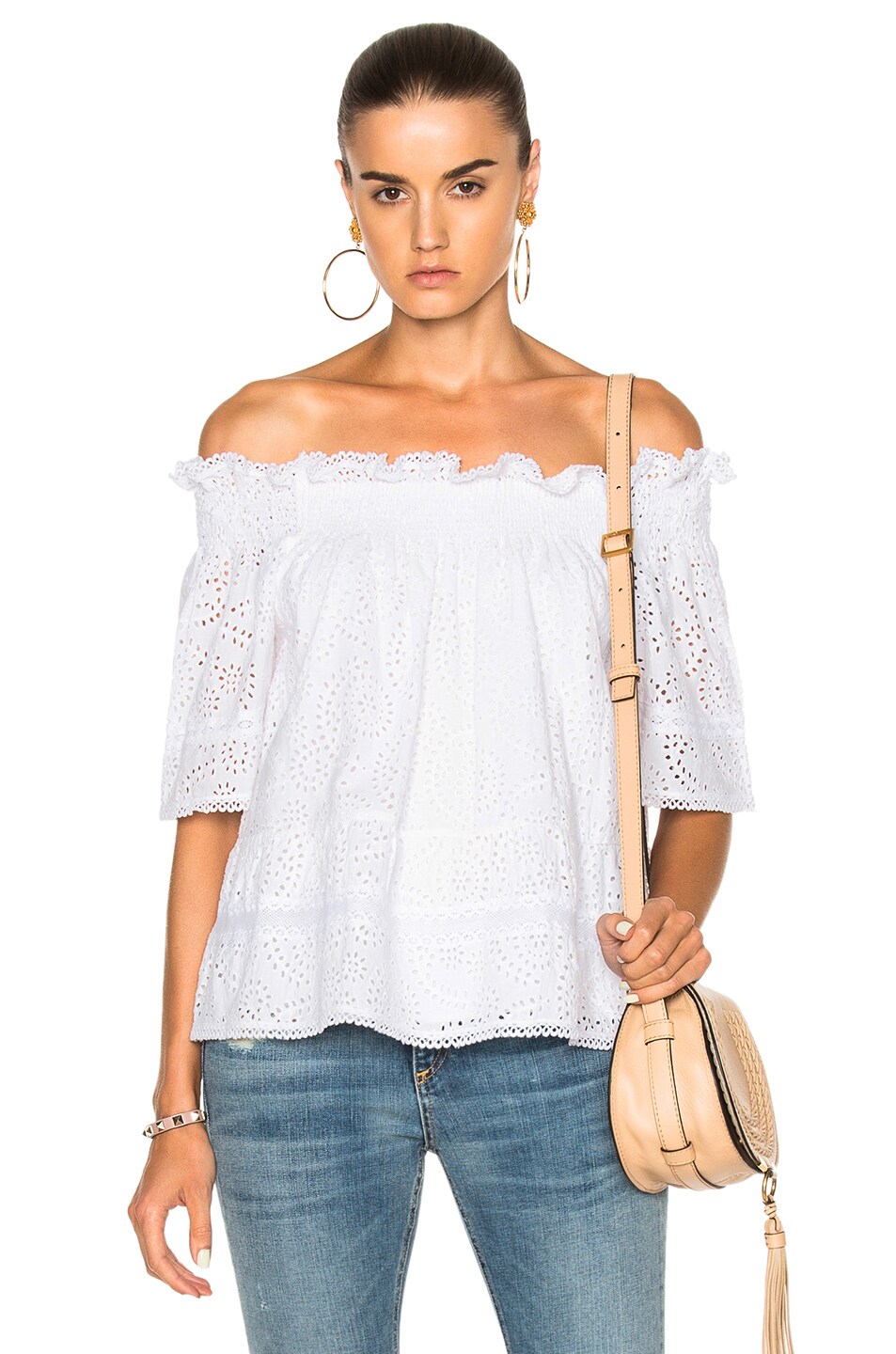 Image 1 of Needle & Thread Off the Shoulder Top in White