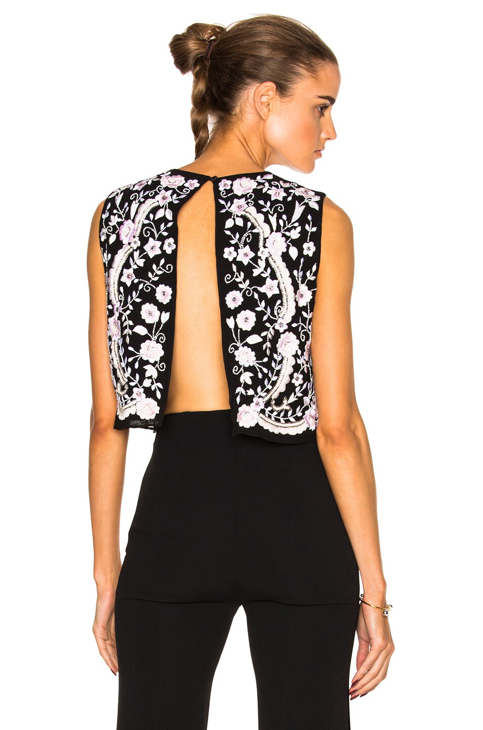Image 1 of Needle & Thread Prairie Embroidered Top in Washed Black