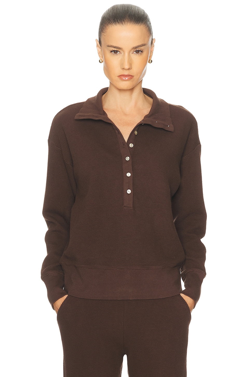 Image 1 of Negative Underwear Waffle Knit Pullover in Espresso