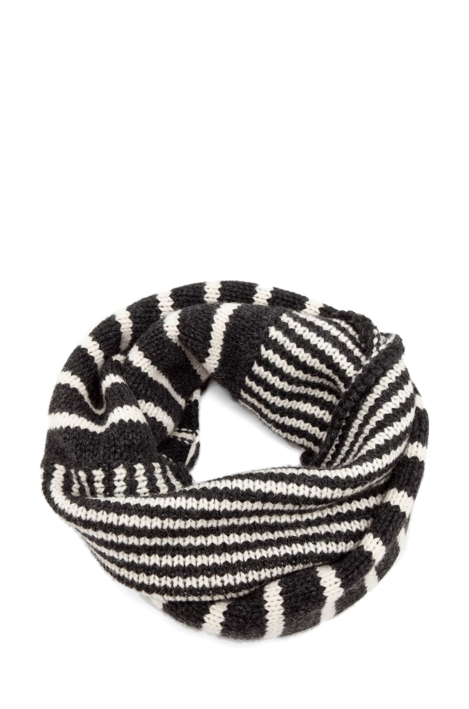 Image 1 of Neil Barrett Mixed Striped Snood in Graphite Melange & Snow
