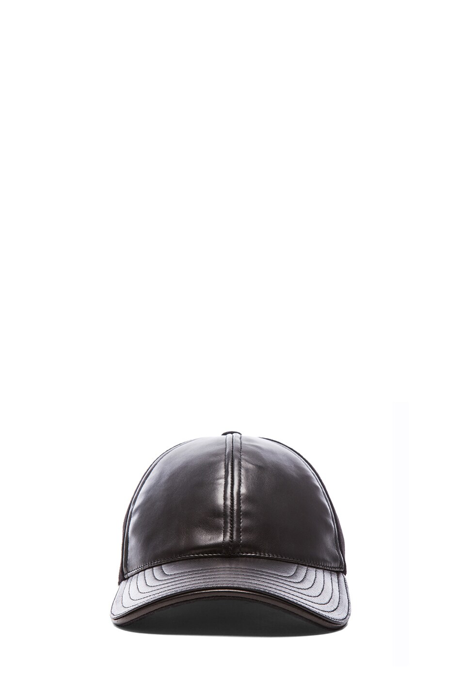 Image 1 of Neil Barrett Leather Baseball Cap in Black