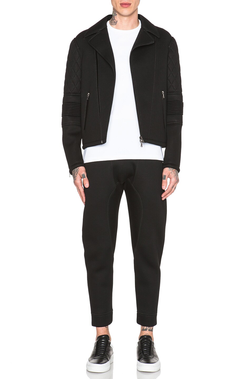 Neil Barrett Bonded Biker Jacket In Black Orange Fwrd Image 6 Of Neil Barrett Bonded Biker Jacket In Black Orange