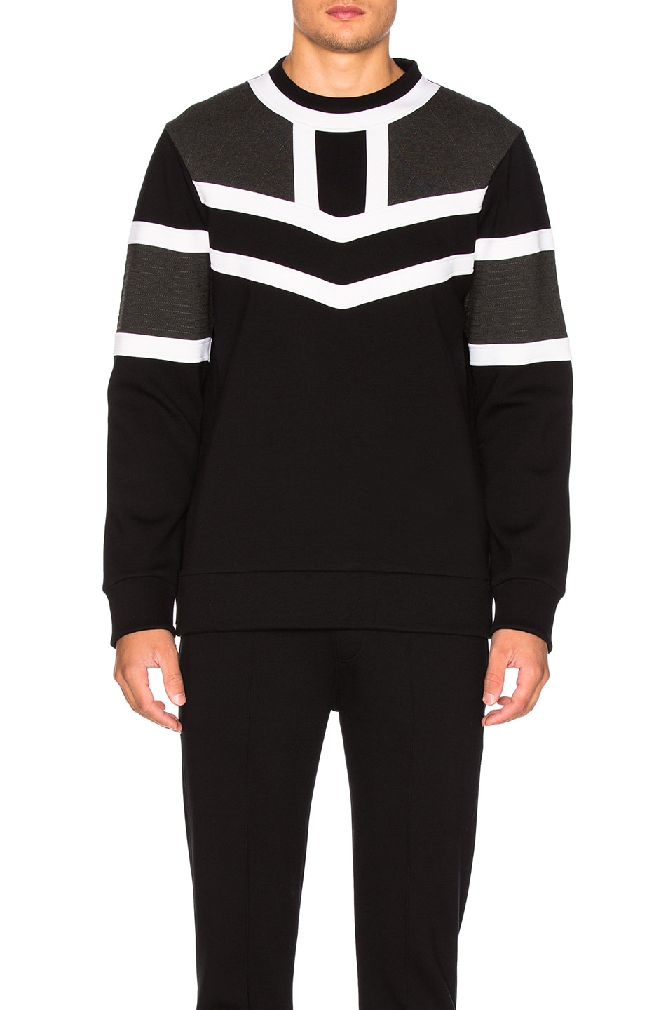 Image 1 of Neil Barrett Tri Color Sweatshirt in Black, Charcoal & Off White