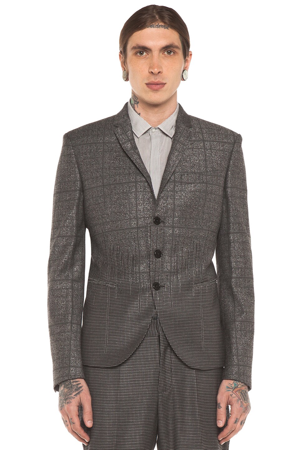 Image 1 of Neil Barrett Super Skinny Jacket Engineered Suiting in Charcoal Melange