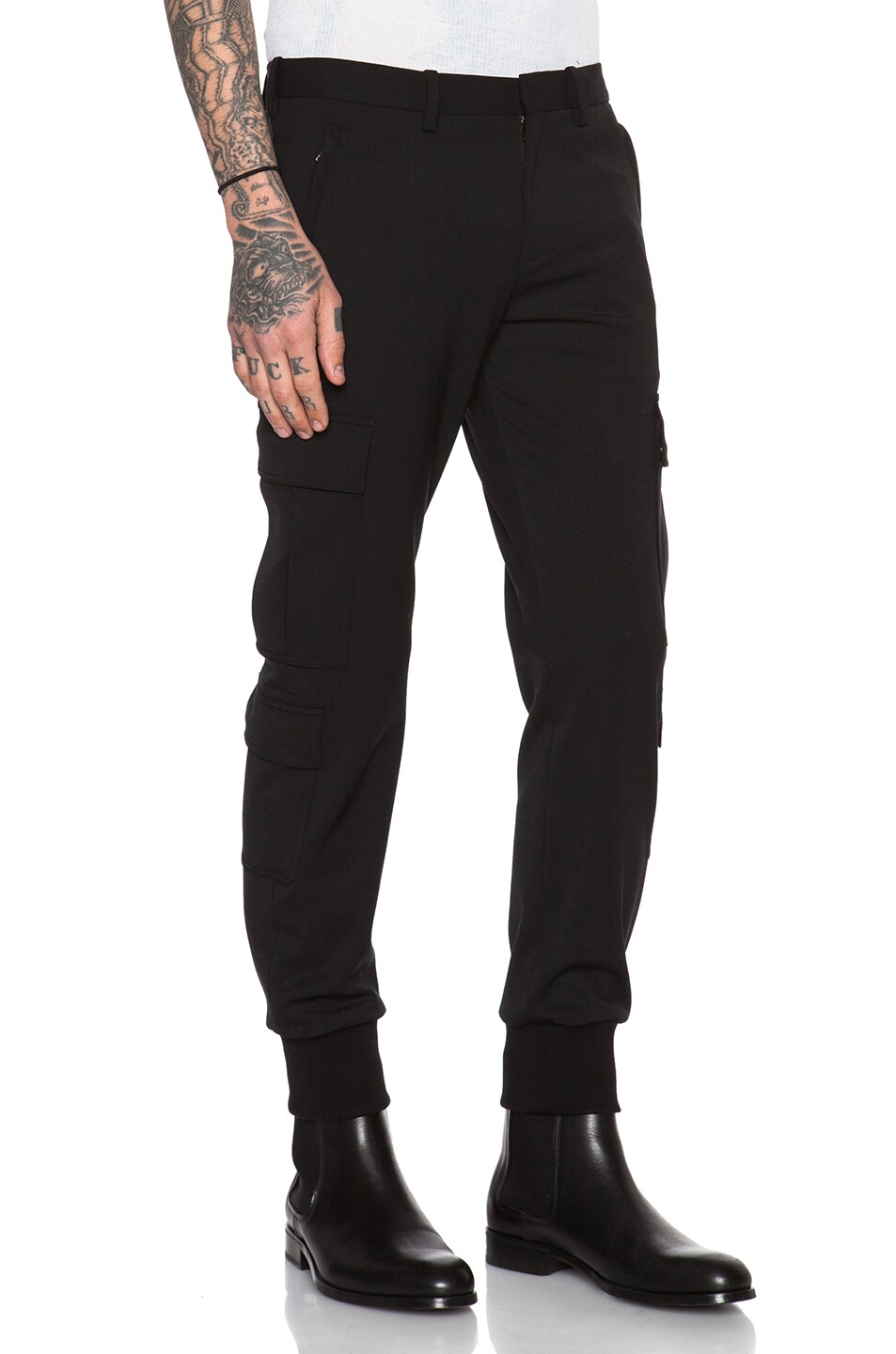 cuffed cargo trousers