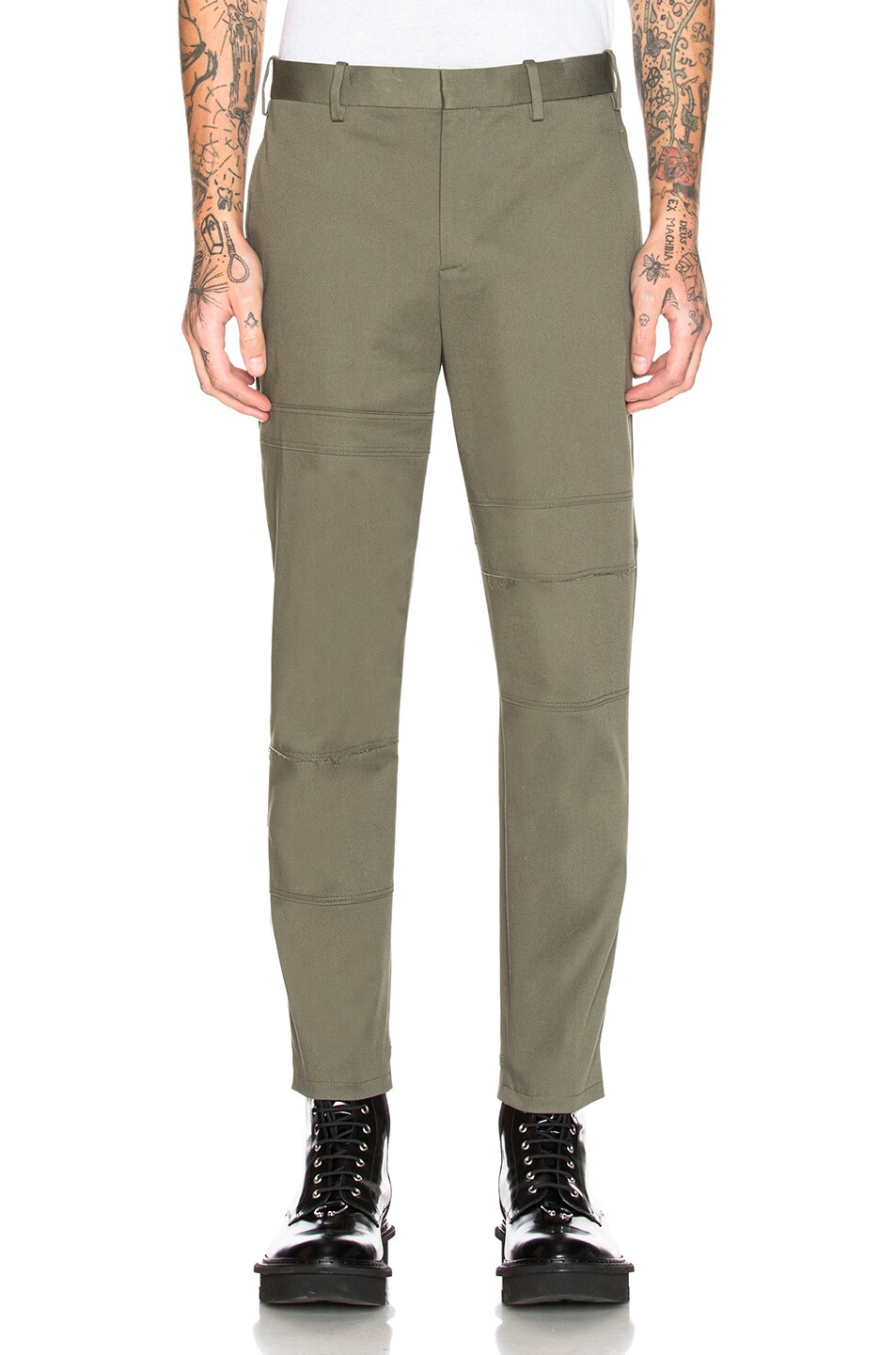 Image 1 of Neil Barrett Slim Leg Cropped Pant in Faded Military & Red