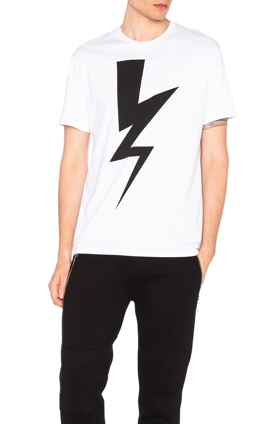 Image 1 of Neil Barrett Abstracted Bolt Tee in White & Black