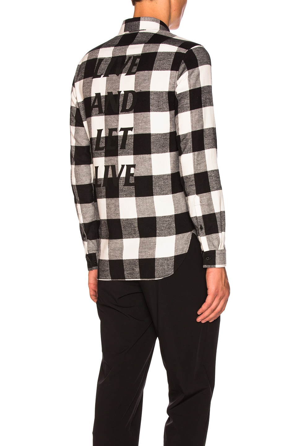Image 1 of Neil Barrett Live & Let Live Printed Flannel in Black & Off White