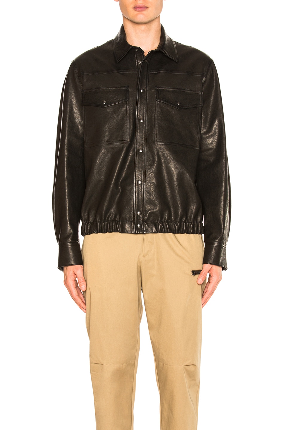 Image 1 of Neil Barrett Leather Blouson Shirt in Black