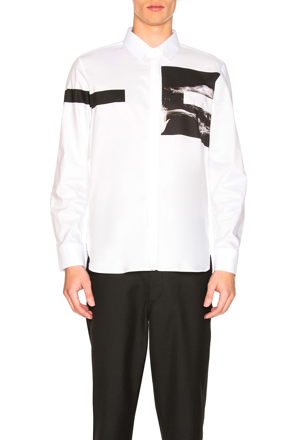 Image 1 of Neil Barrett Liquid Ink Square Shirt in White & Black