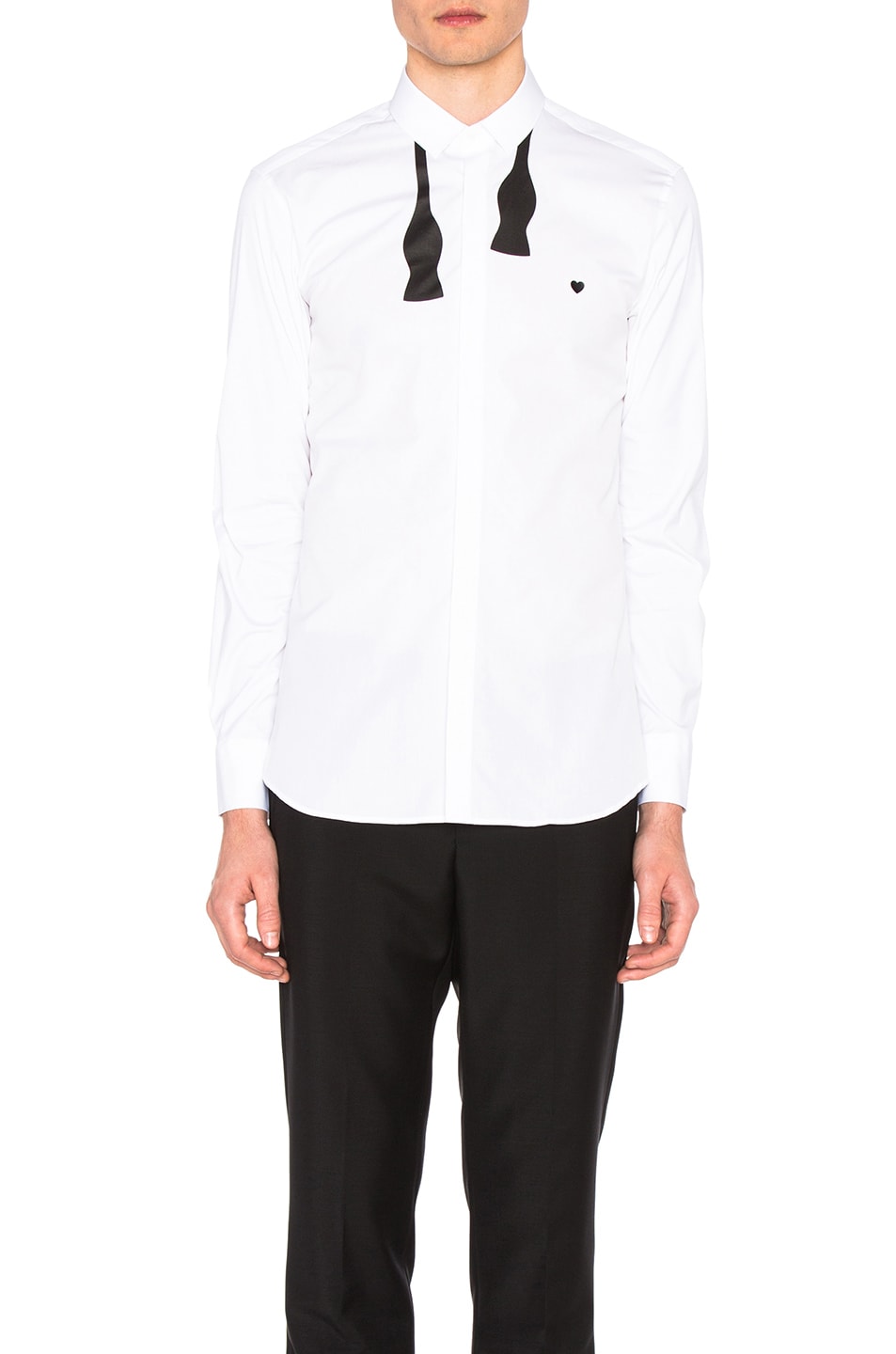 Image 1 of Neil Barrett Bow Tie Print Heart Shirt in White & Black