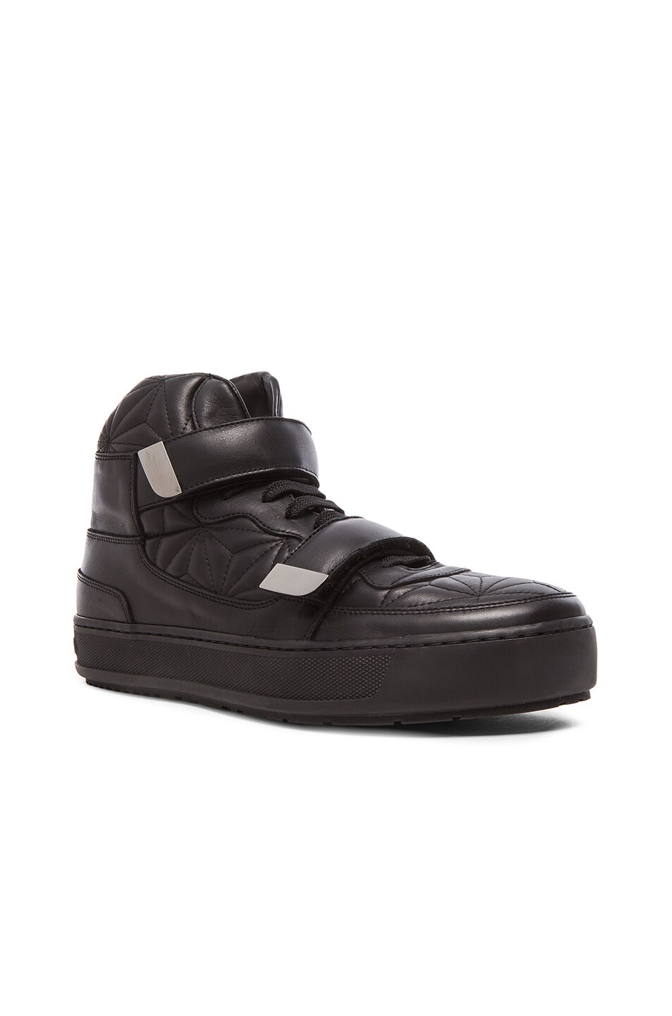 Image 1 of Neil Barrett Aldwich Quilted Leather Sneakers in Black