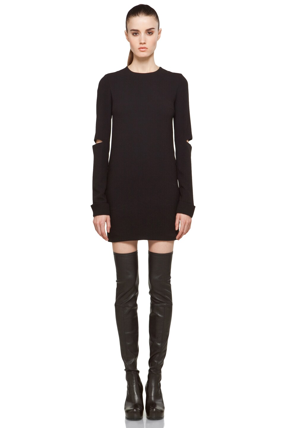 Image 1 of Neil Barrett Crepe Slash Dress in Black