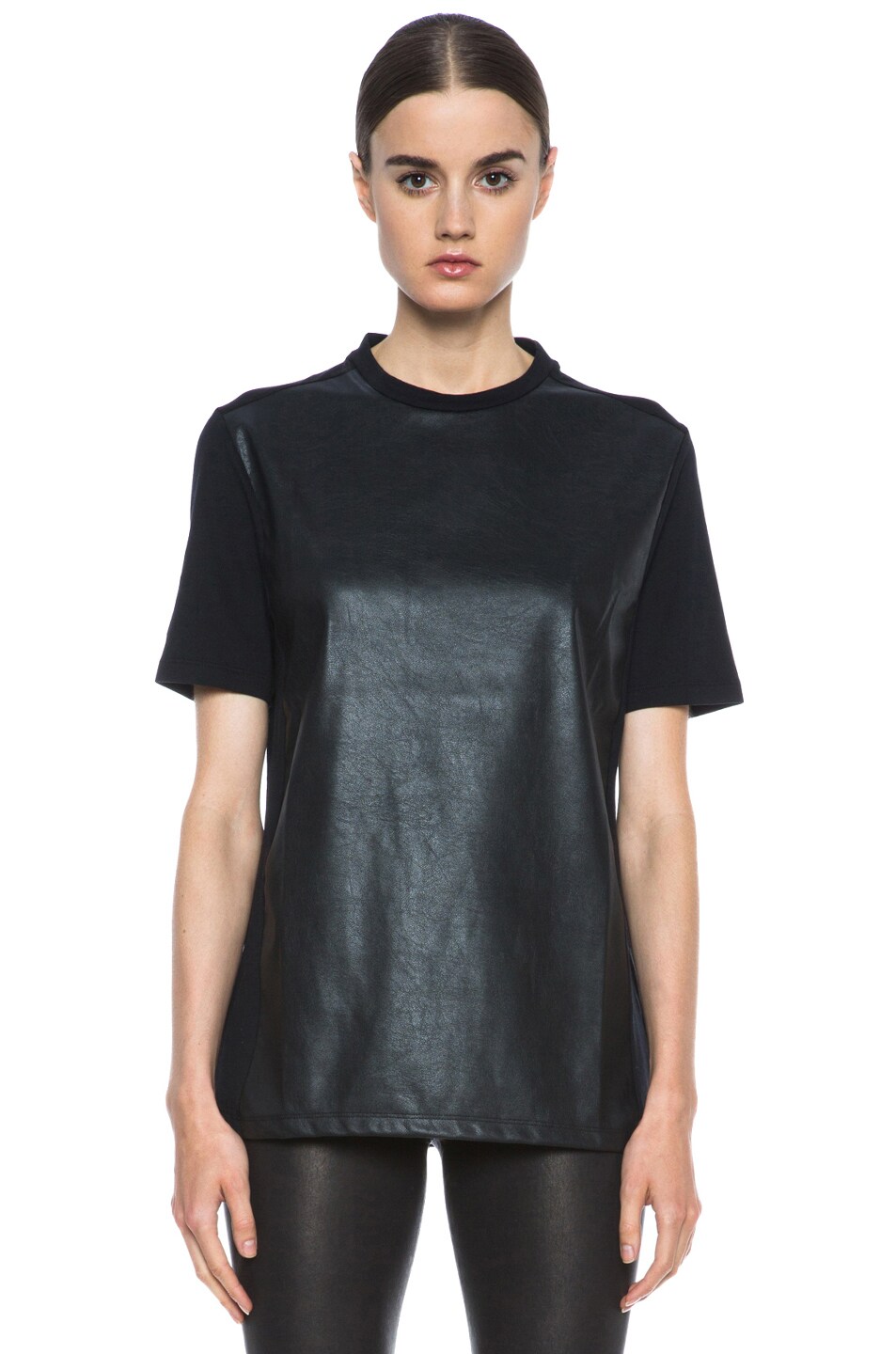 Image 1 of Neil Barrett Eco Leather Tee in Black