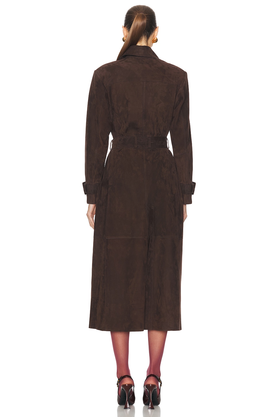 NOUR HAMMOUR Tate Suede Trench Coat