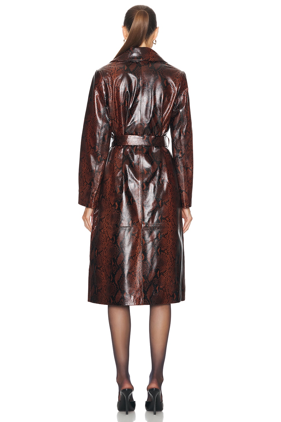 Amina Python NOUR HAMMOUR Amina Belted Leather Coat in Python | FWRD