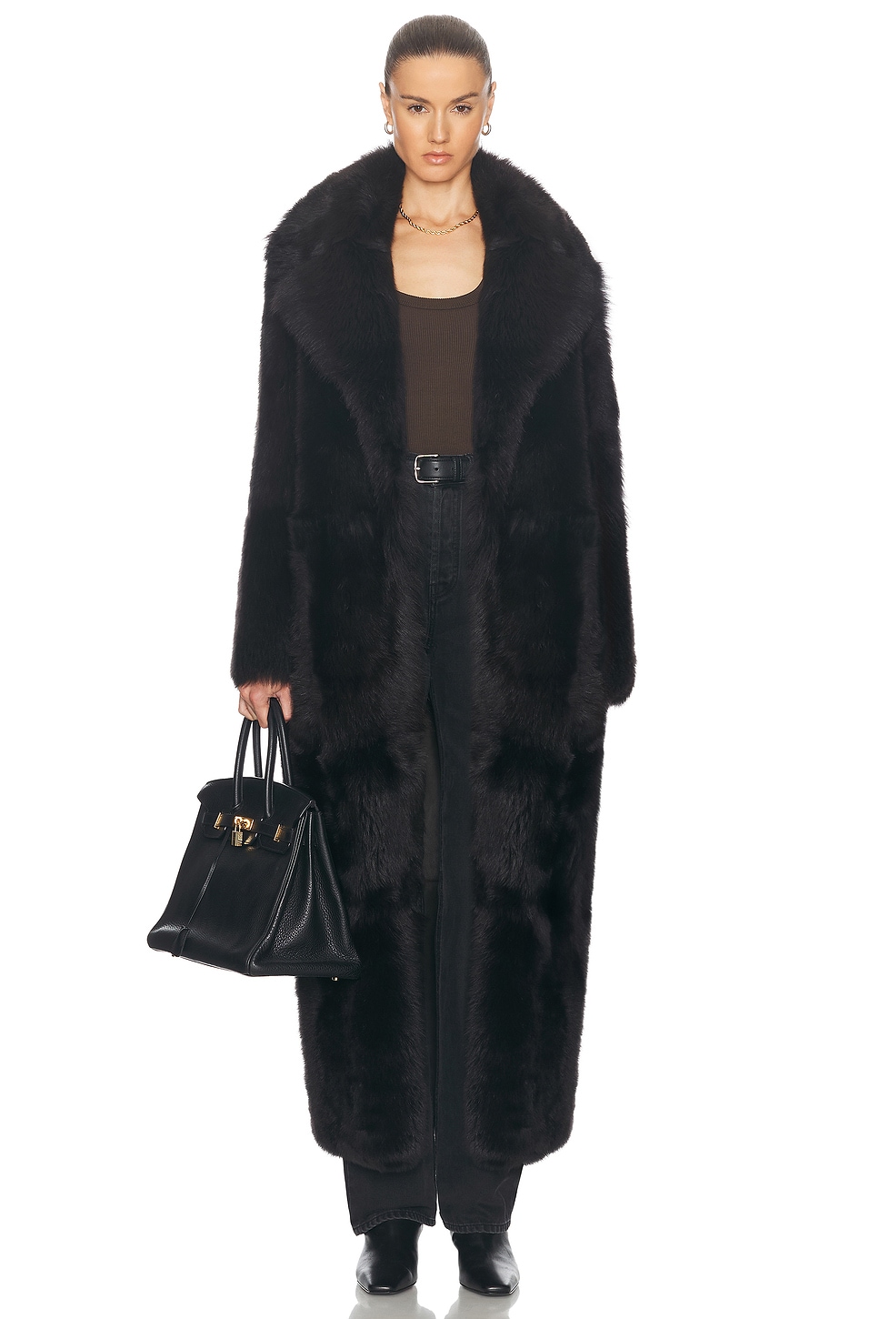 Image 1 of NOUR HAMMOUR Evita Long Coat in Black