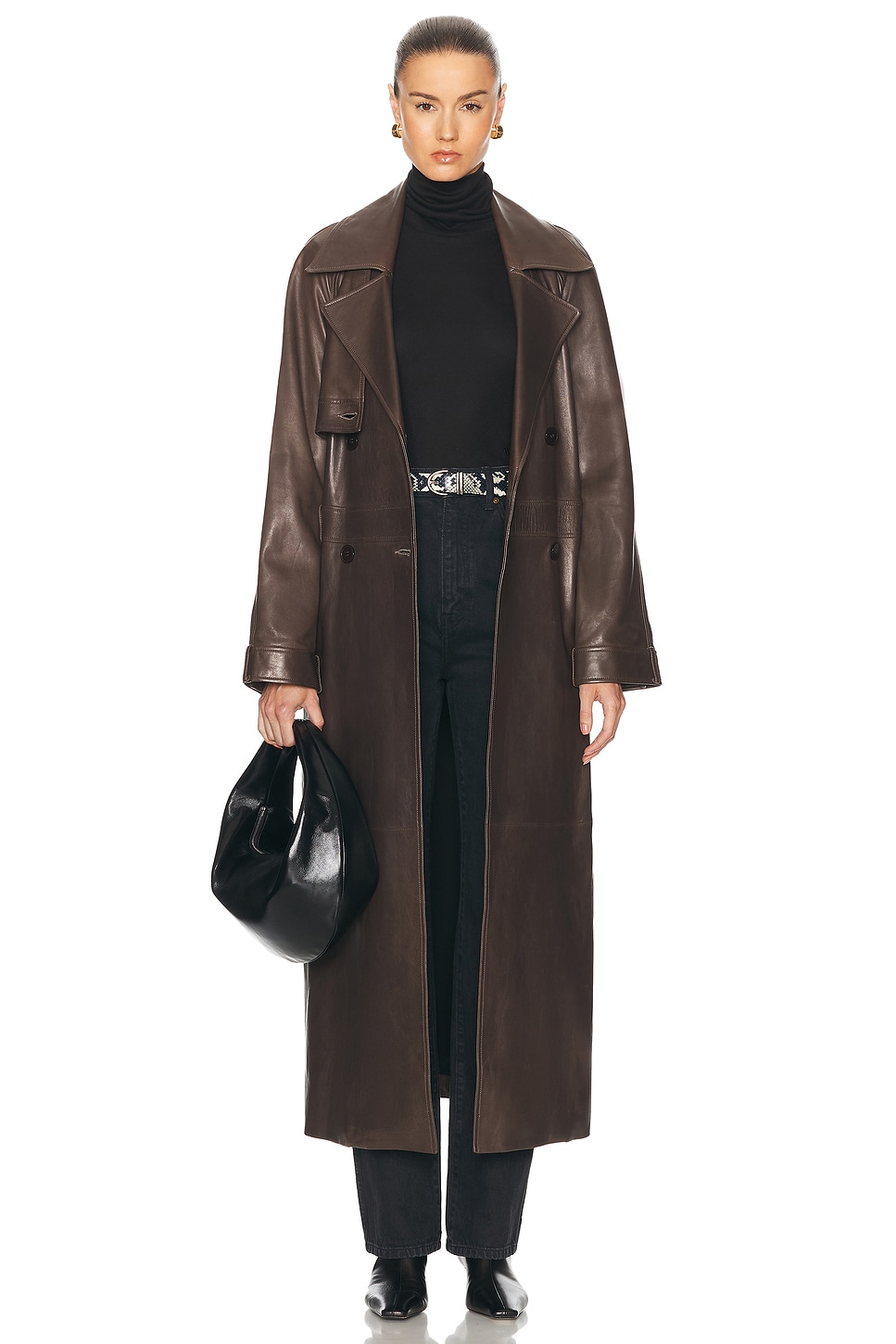 Image 1 of NOUR HAMMOUR Valetta Trench Coat in Truffle