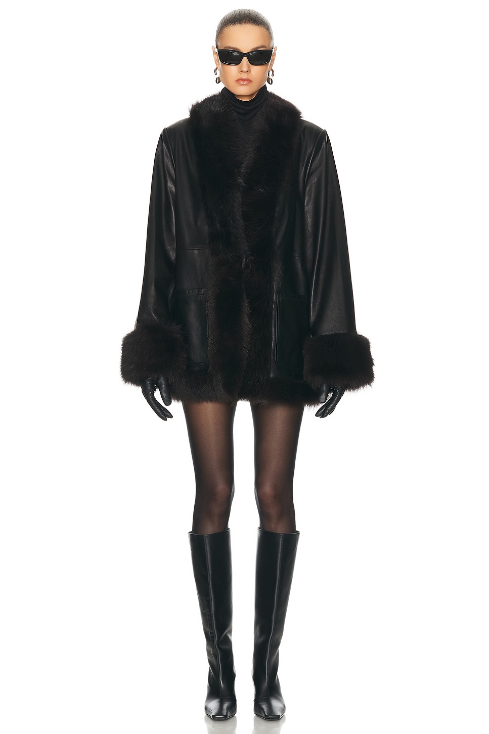 Image 1 of NOUR HAMMOUR Phoebe Jacket in Black & Espresso