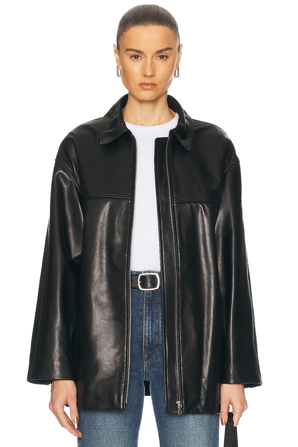 Layne Sleek Leather Jacket in Black