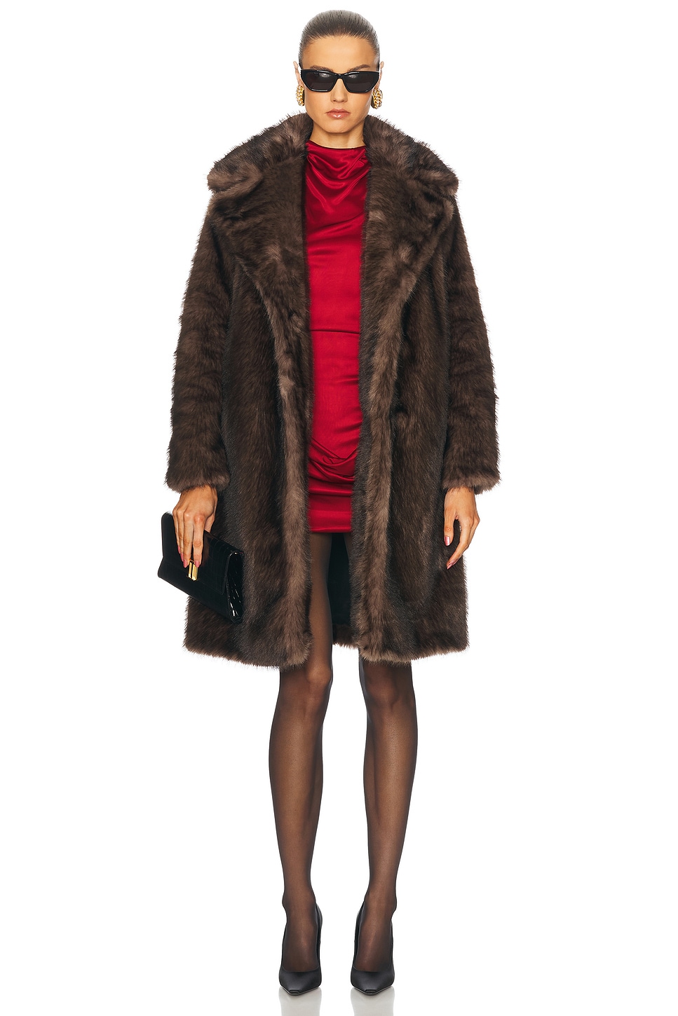 Evita Faux Fur Coat in Brown