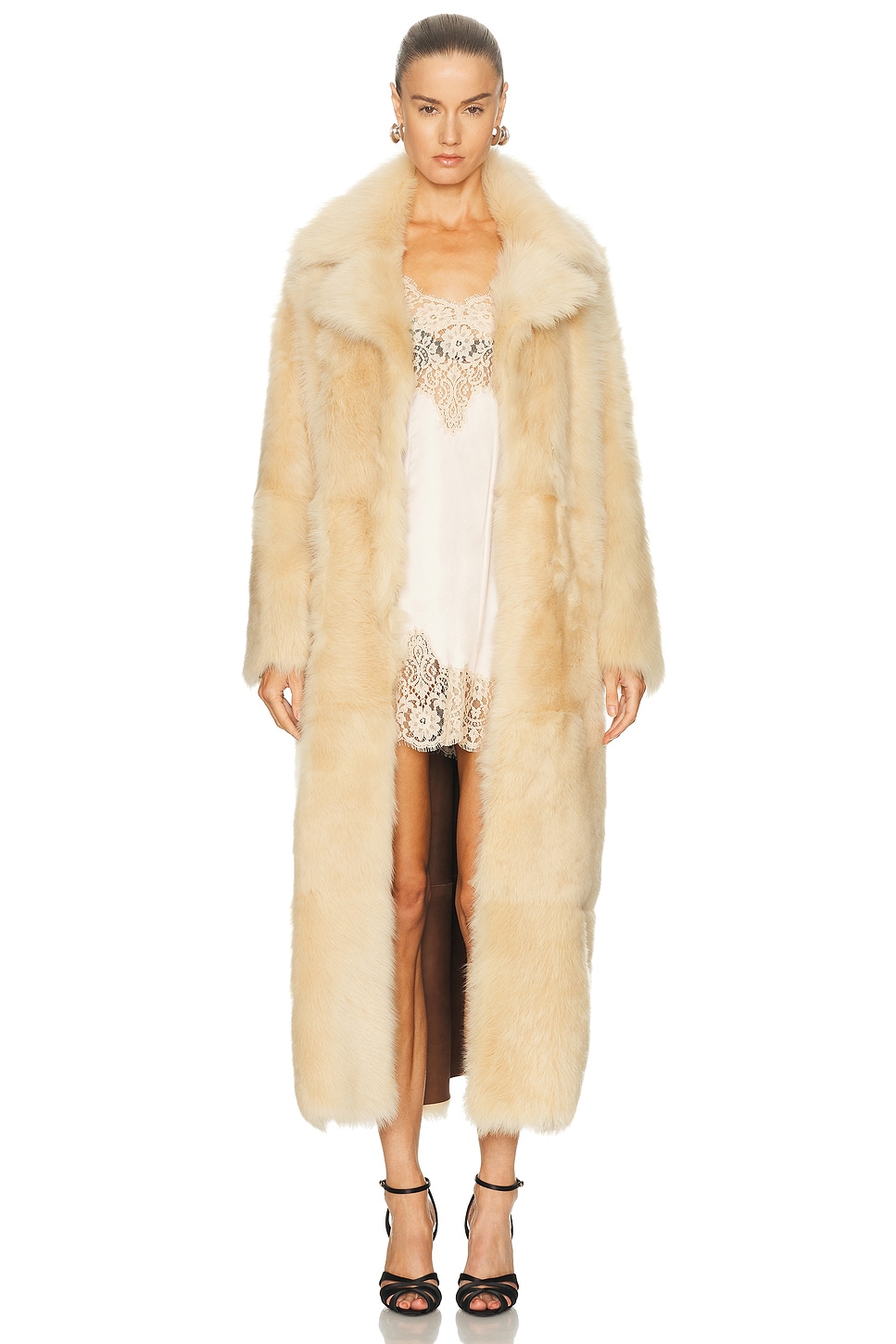 Image 1 of NOUR HAMMOUR Evita Long Coat in Butter
