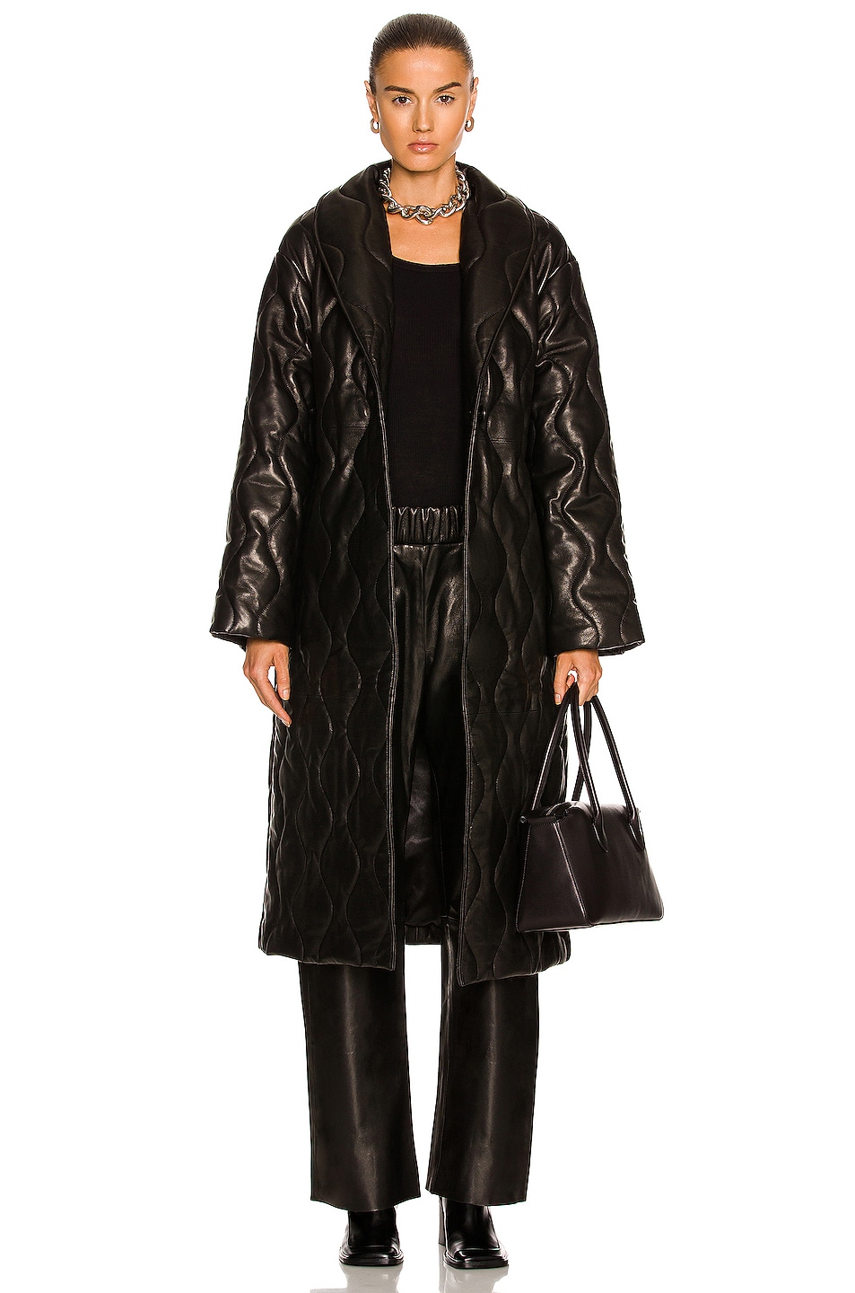 Image 1 of NOUR HAMMOUR Cocoon Coat in Black