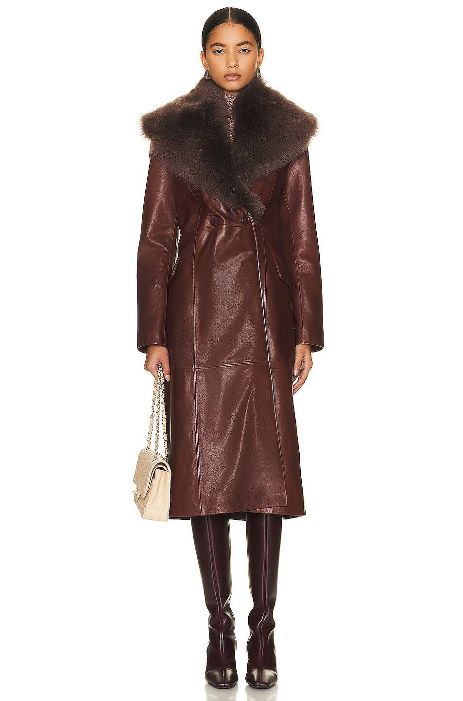 Image 1 of NOUR HAMMOUR Devereaux Coat in Chocolate
