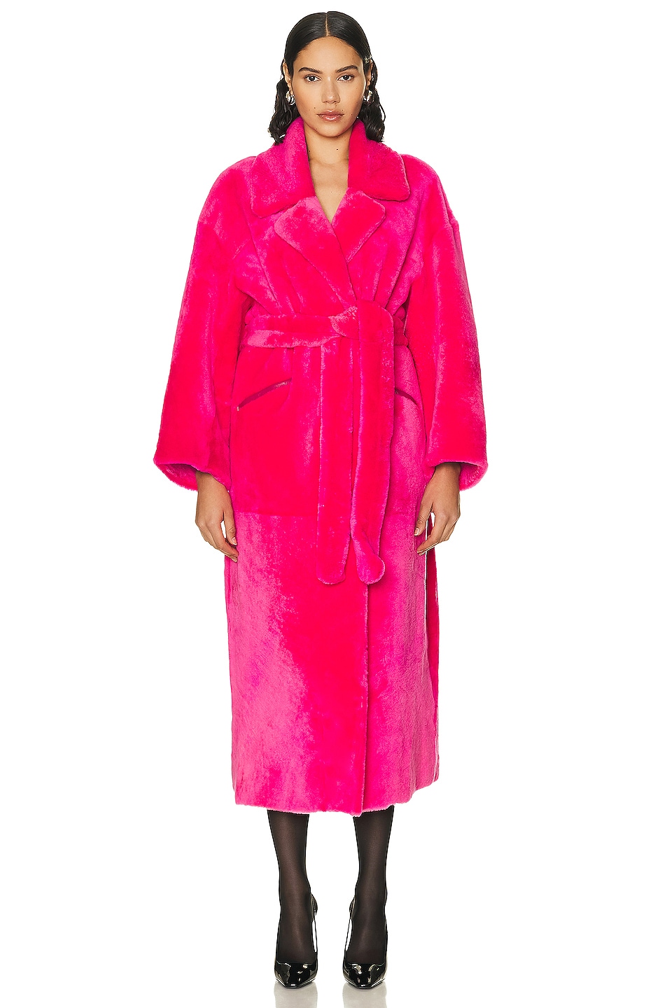 Image 1 of NOUR HAMMOUR Zsazsa Coat in Pink Pop