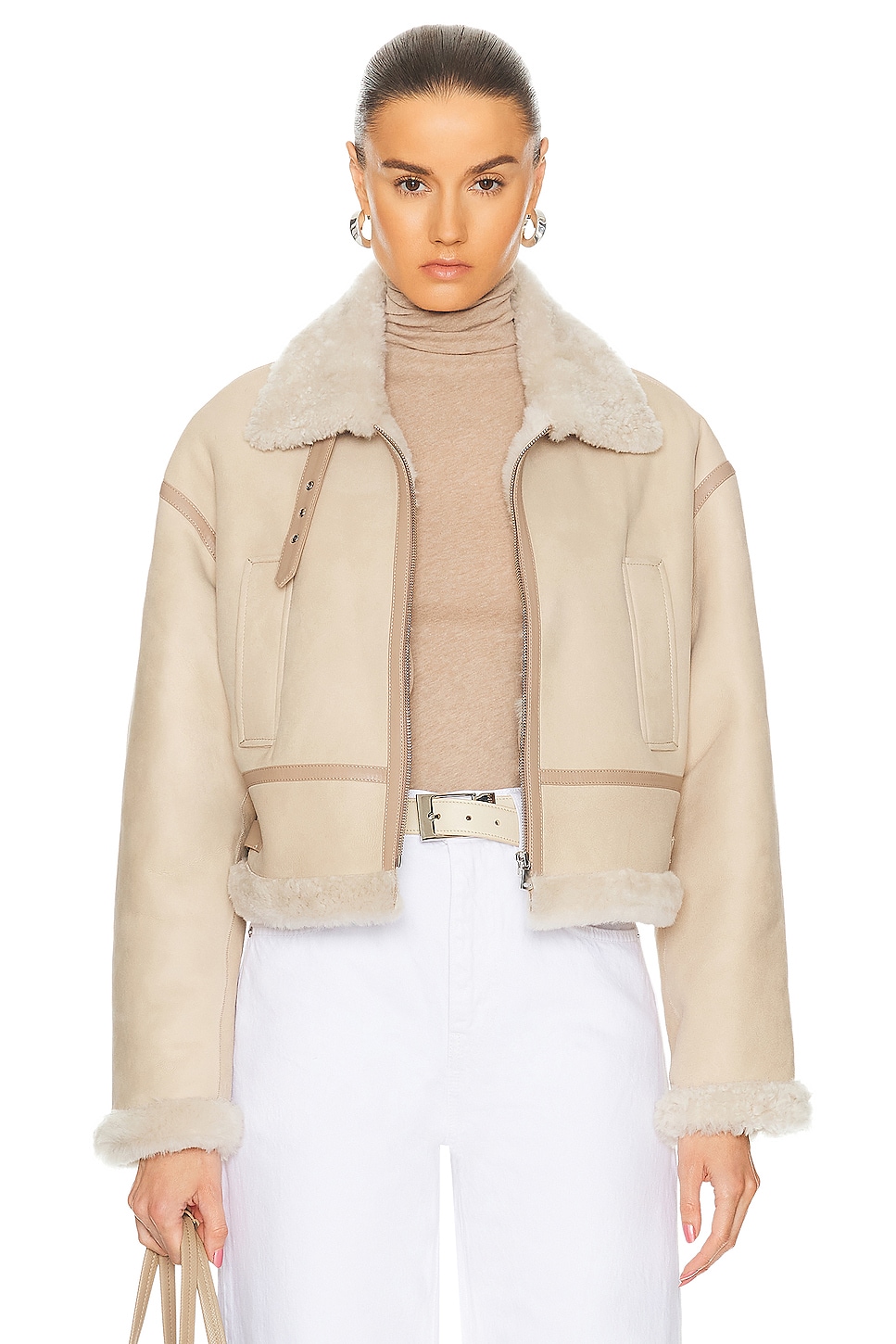 Image 1 of NOUR HAMMOUR Marco Jacket in Cream & Ivory