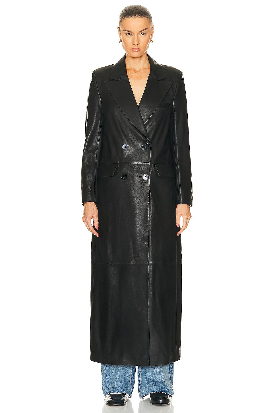 NOUR HAMMOUR Misha Long Leather Coat