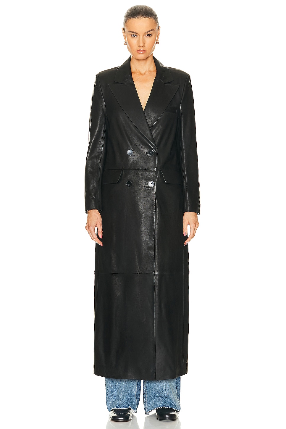 NOUR HAMMOUR Misha Long Leather Coat