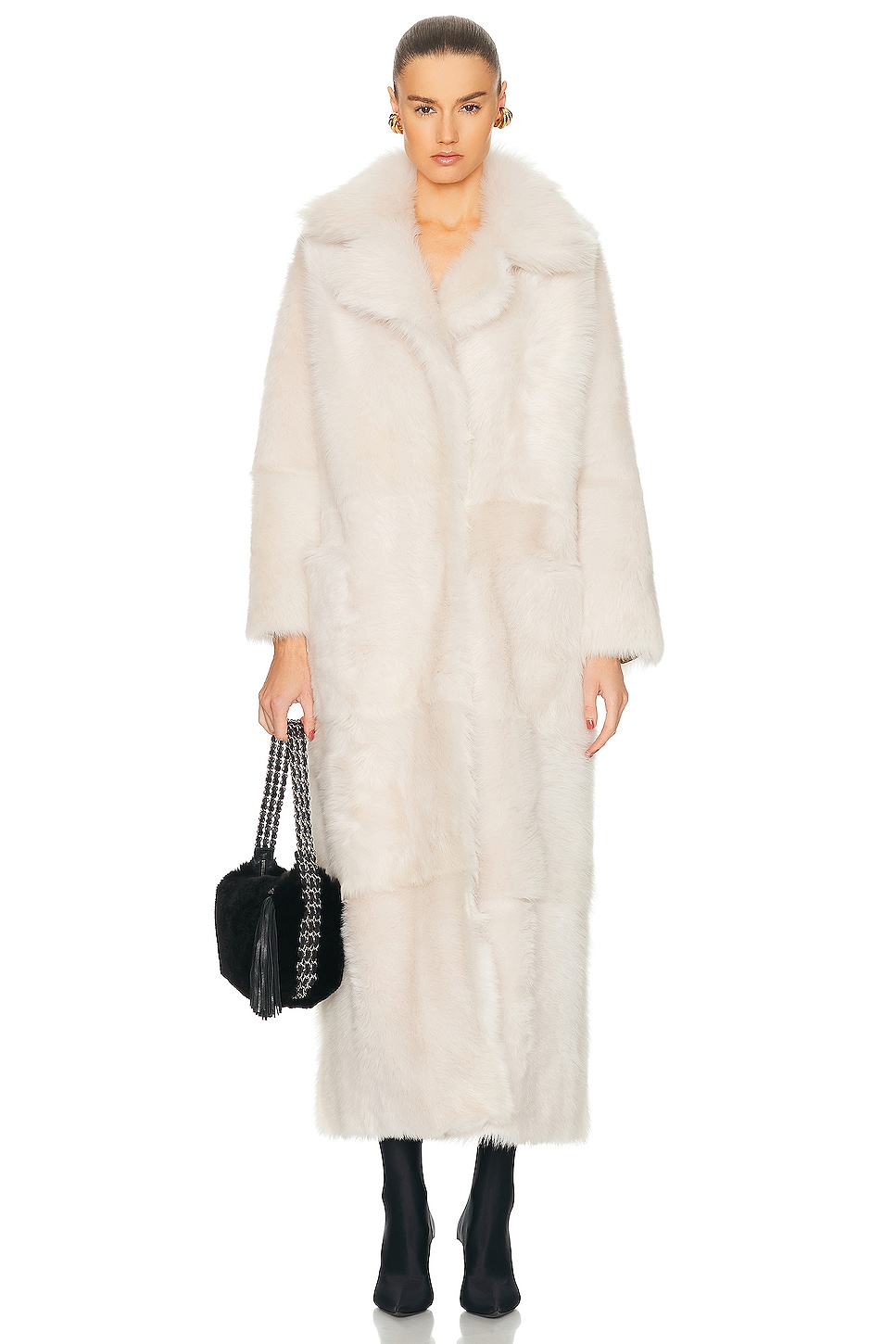Image 1 of NOUR HAMMOUR For FWRD Evita Extra Long Coat in Cloud