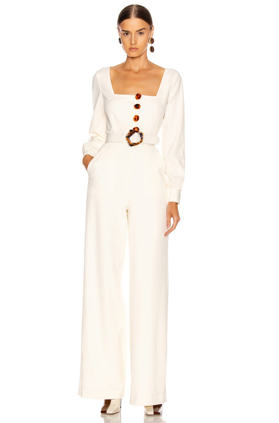 Image 1 of NICHOLAS Belted Jumpsuit in Winter White