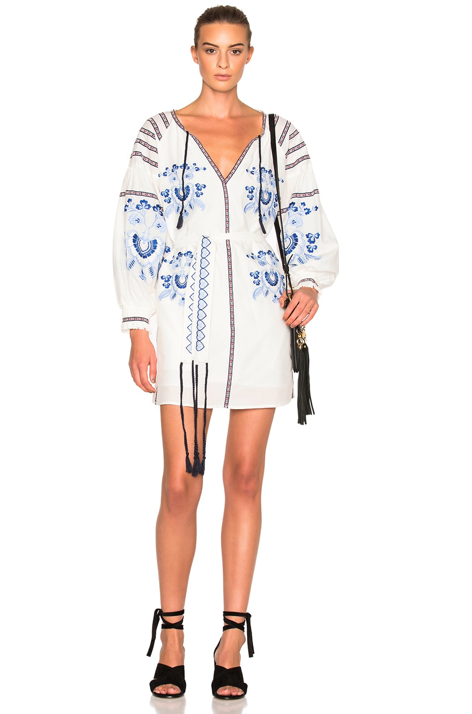 Image 1 of NICHOLAS Long Sleeve Embroidered Dress in White