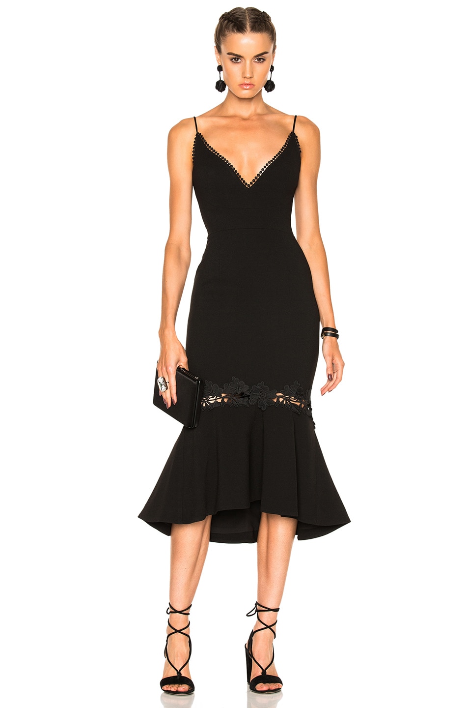 Image 1 of NICHOLAS Crepe Fitted Panel Dress in Black
