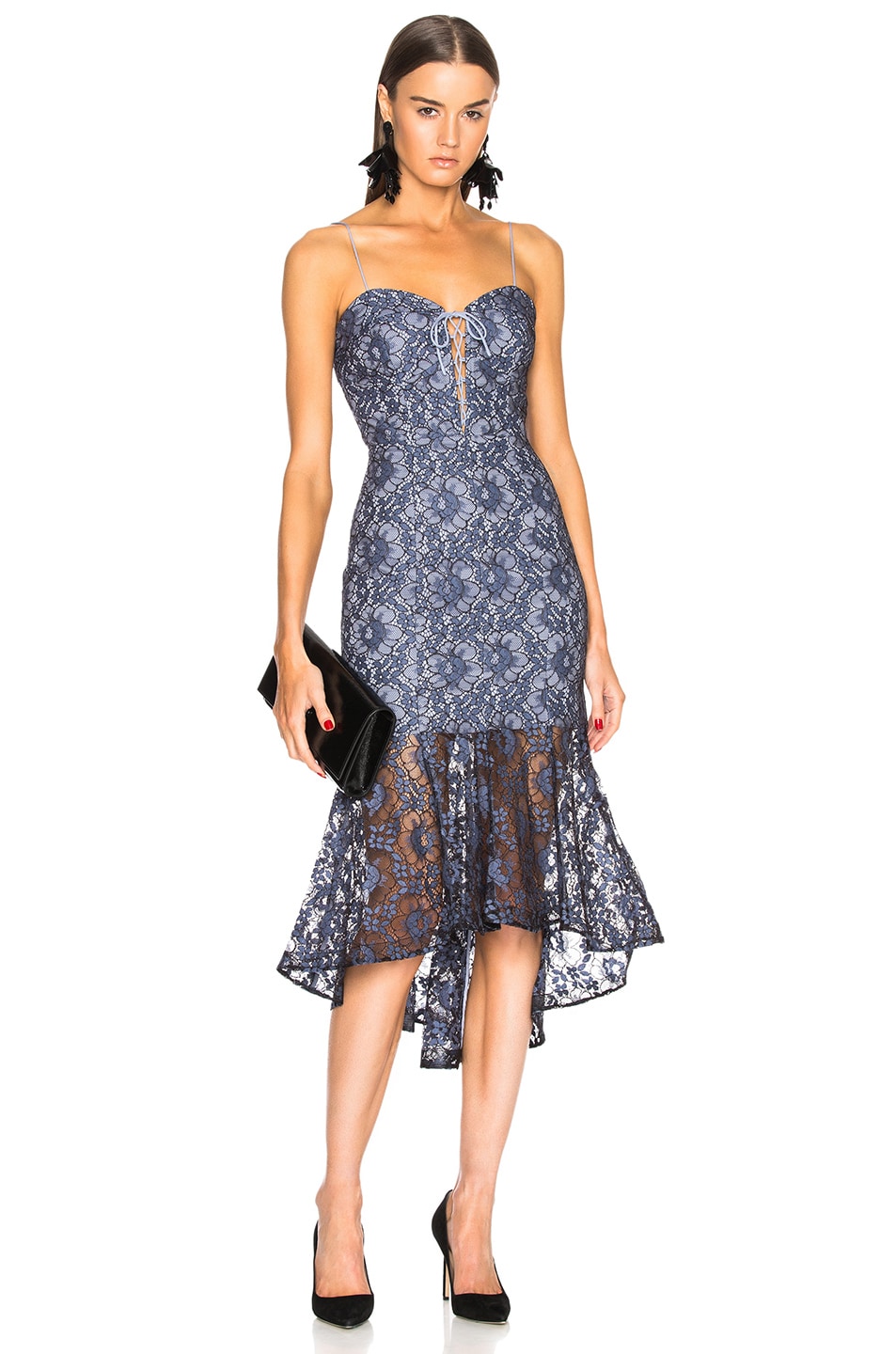 Image 1 of NICHOLAS Lace Bra Dress in Black & Blue