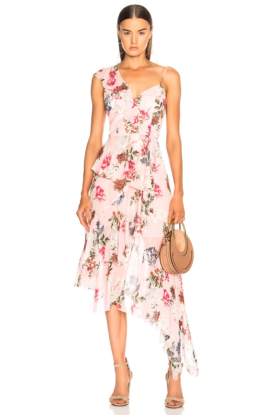 Image 1 of NICHOLAS One Shoulder Frill Dress in Lilac Floral