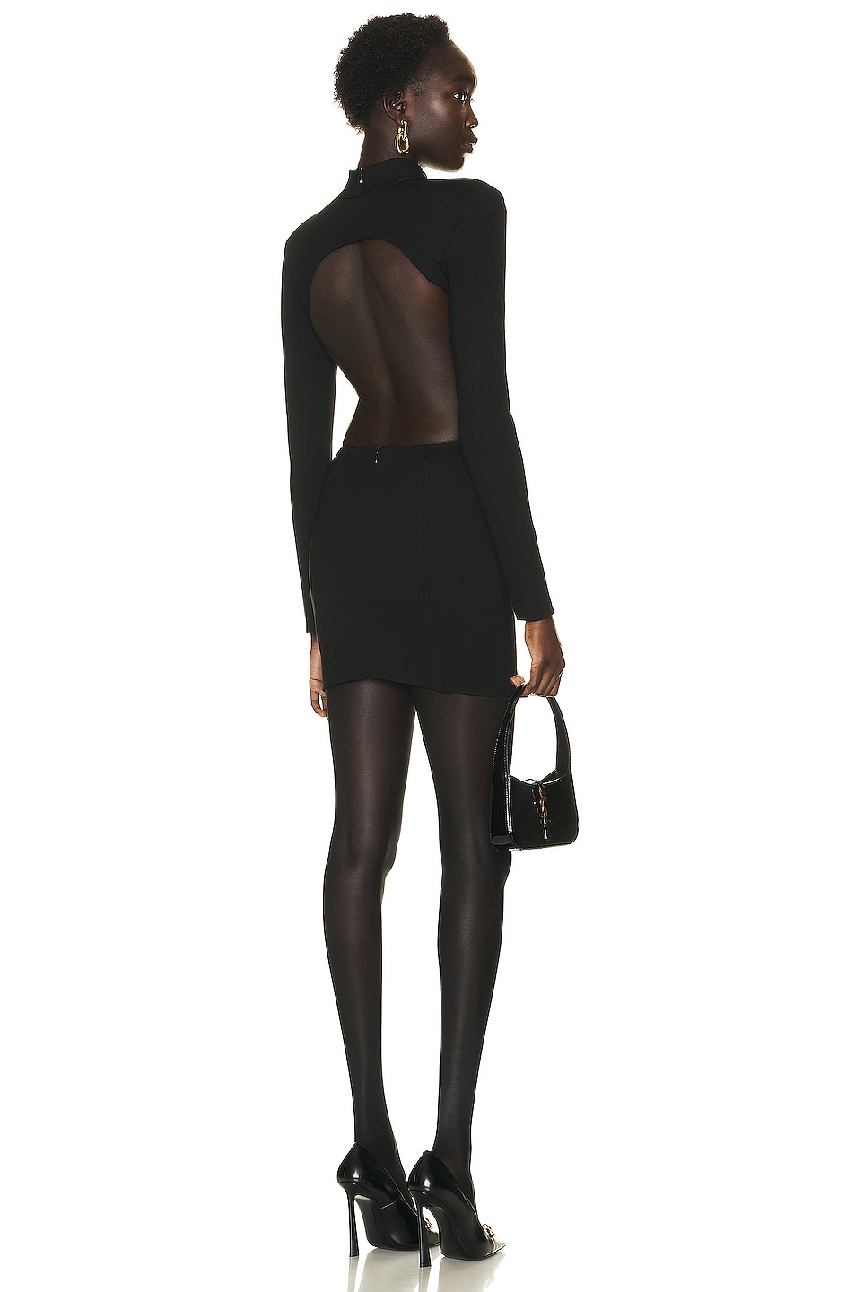 Image 1 of NICHOLAS Kaira Mock Neck Mini Dress in Black