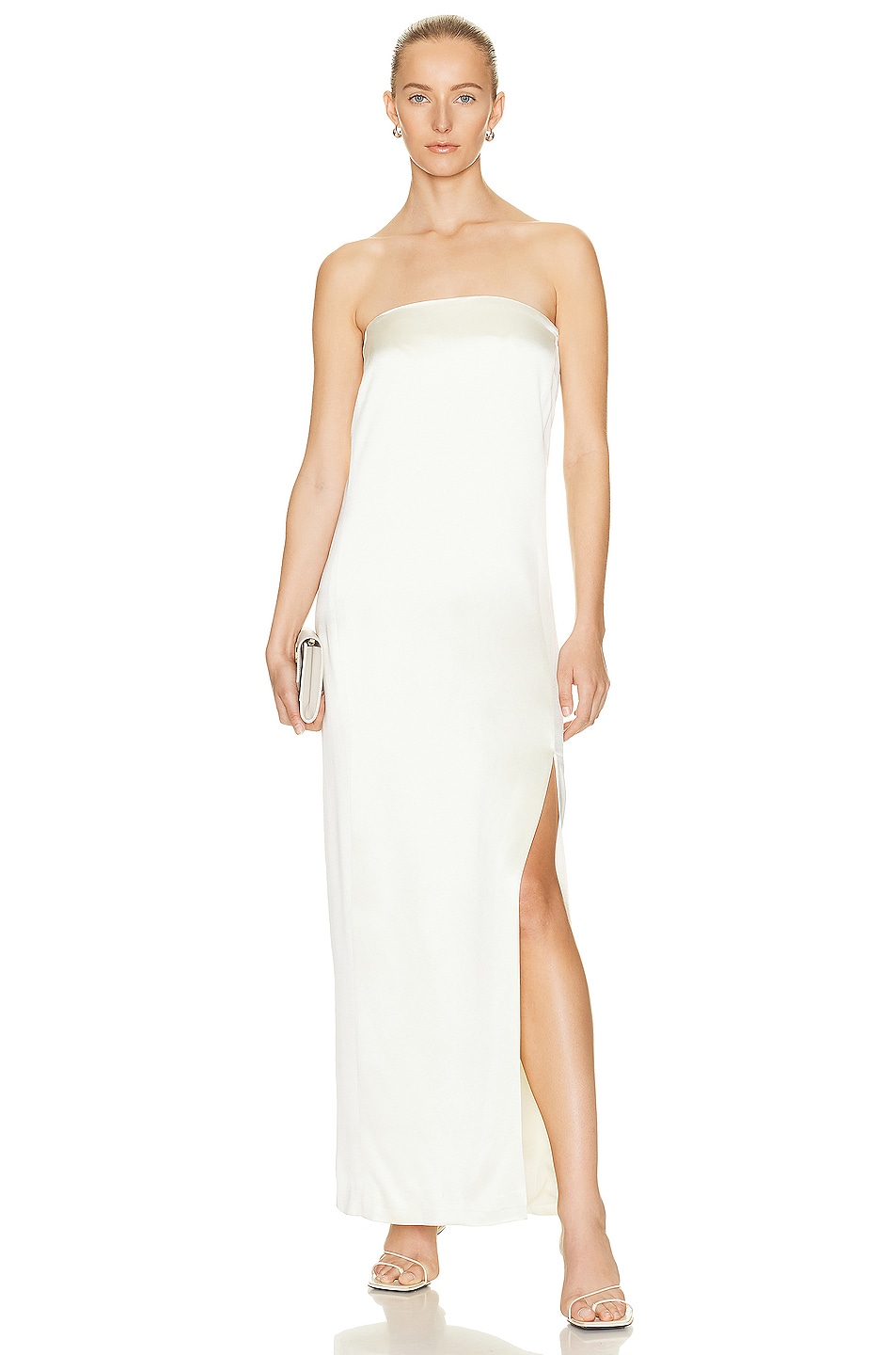 Image 1 of NICHOLAS Axelie Strapless Tube Gown in Pearl