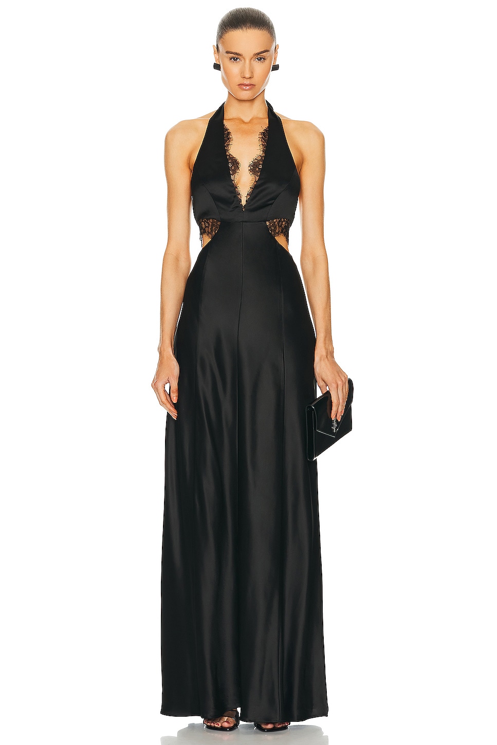 Image 1 of NICHOLAS Kylie Lace Cutout Gown in Black