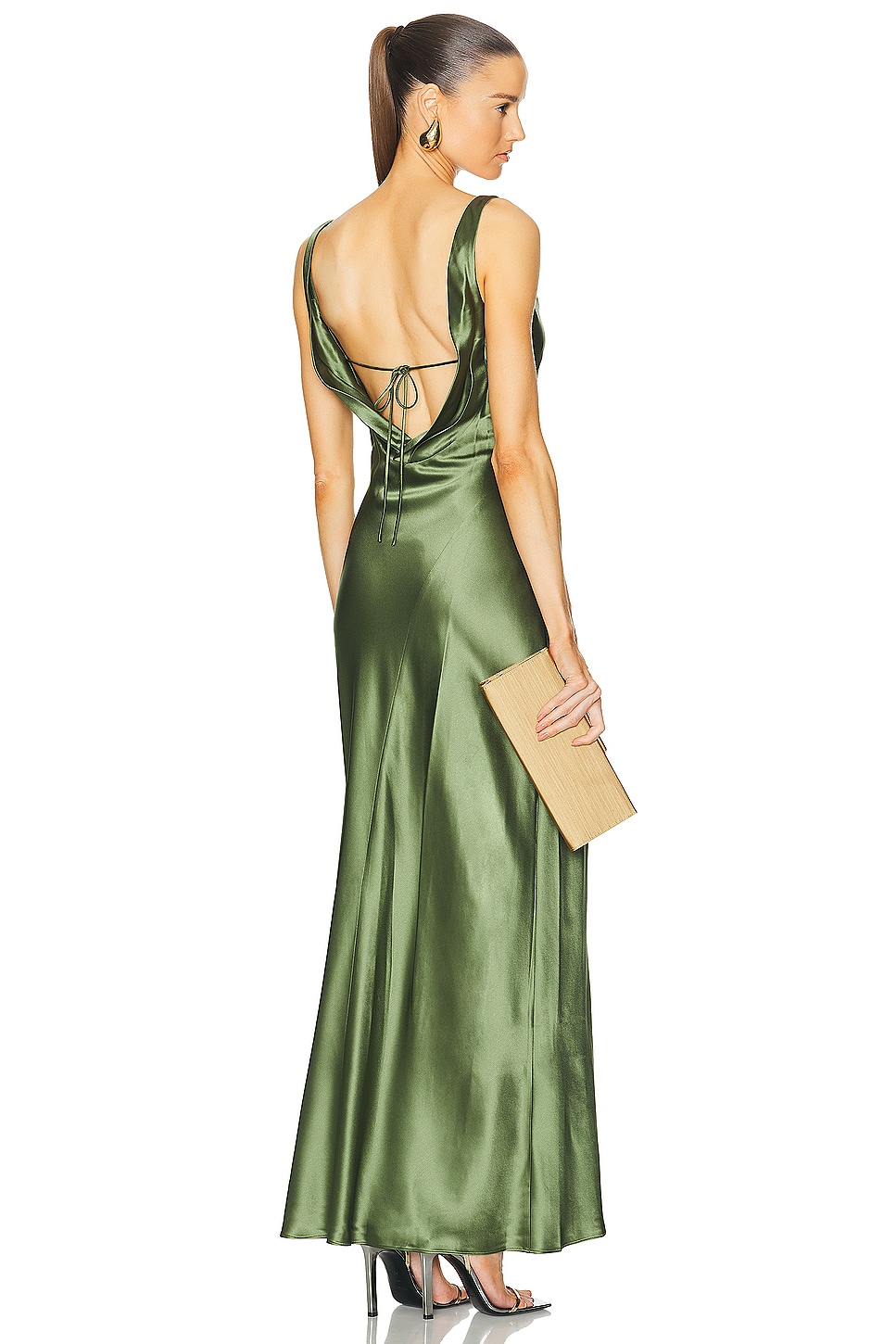 Image 1 of NICHOLAS Alfina Double Cowl Gown in Dark Olive
