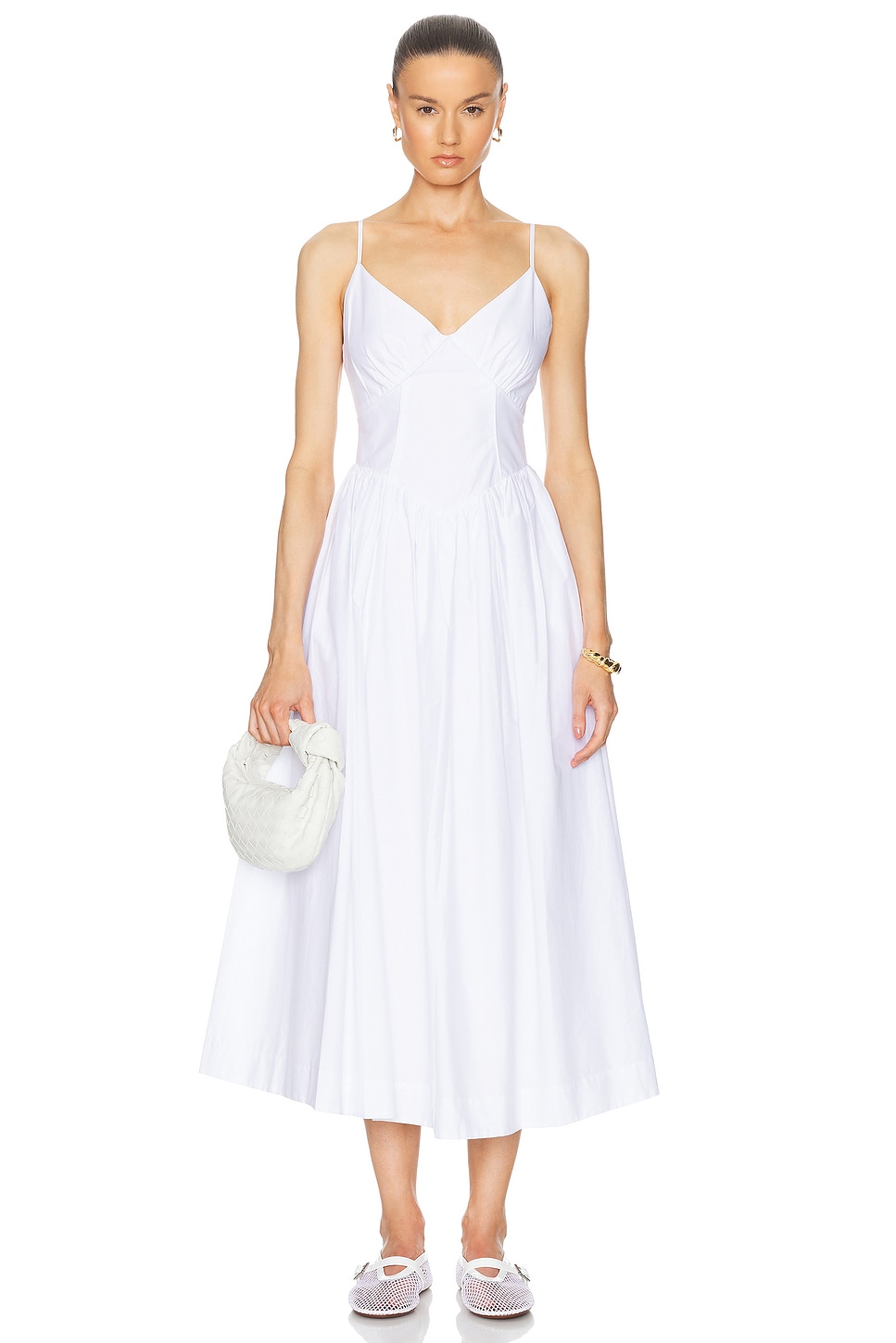 Becker Princess Waist Midi Dress in White