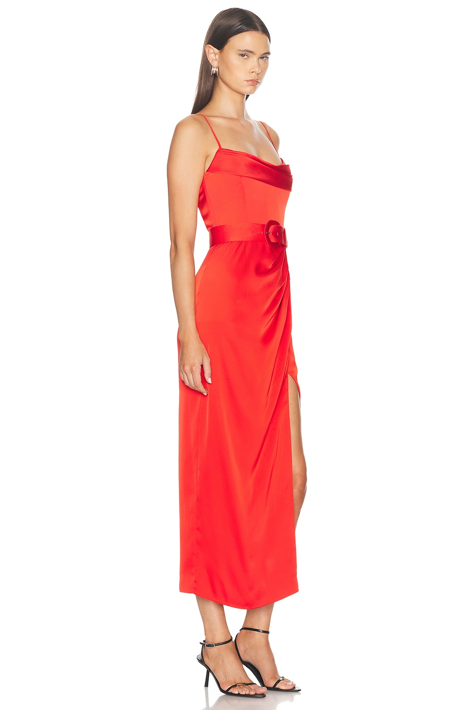 Shop Nicholas Lulu Draped Corset Midi Dress In Poppy