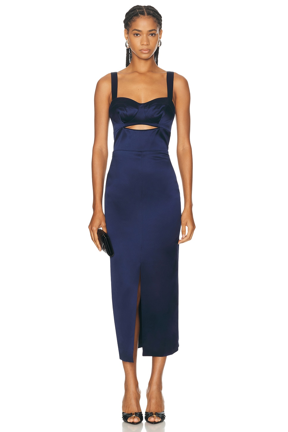 Image 1 of NICHOLAS Gia Corset Midi Dress in Navy