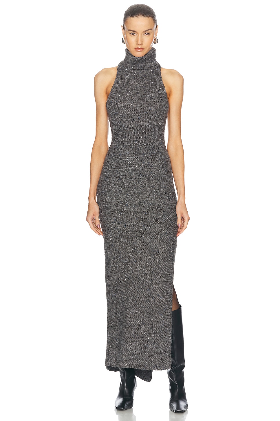 Shop Nicholas Kiandra Sleeveless Turtleneck Knit Dress In Charcoal