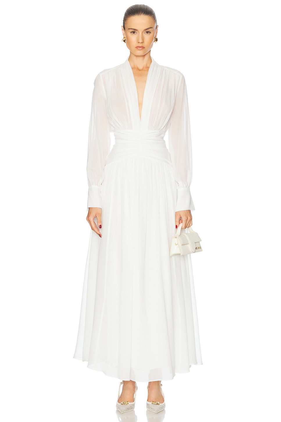 Jocelyn Deep Plunge Maxi Dress in Ivory