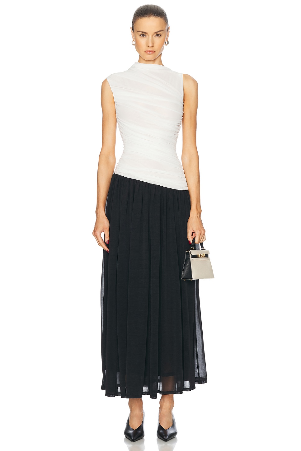 Odila Sleeveless Twisted Maxi Dress in Black,White