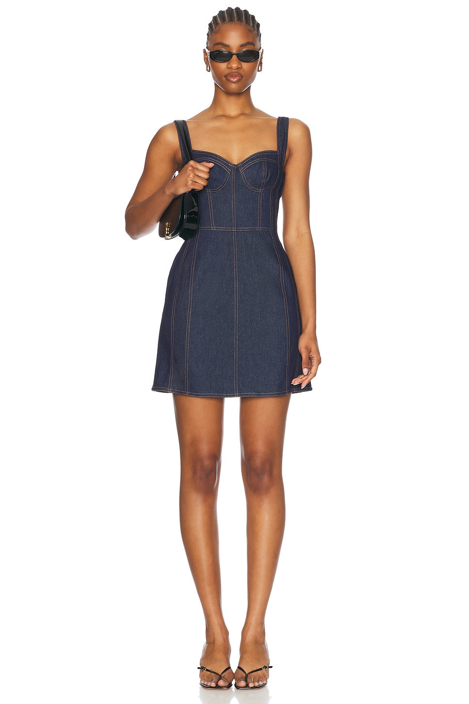 Alina Sleeveless Mini Dress With Panels in Blue