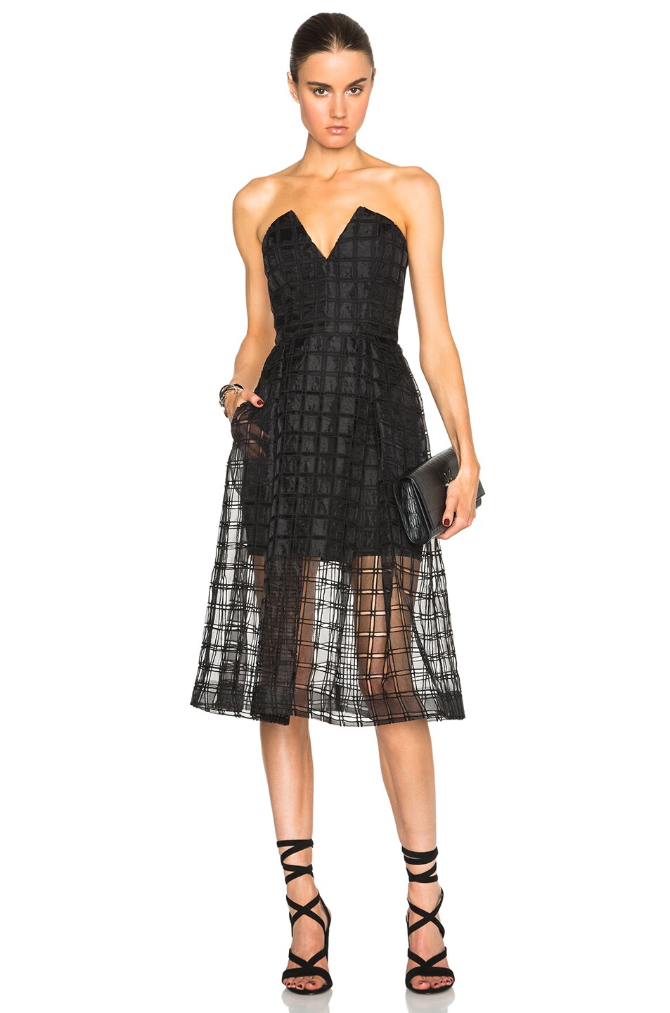 Image 1 of NICHOLAS Window Lace Bustier Dress in Black